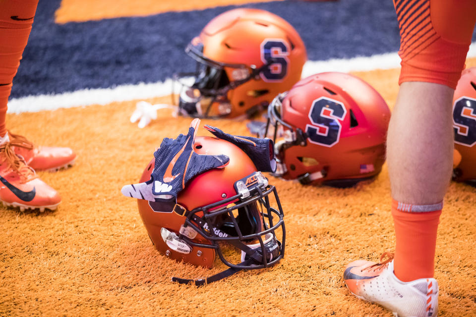 Syracuse signee Cooper Dawson had a heartwarming ceremony to announce his commitment. (Photo by Brett Carlsen/Getty Images)