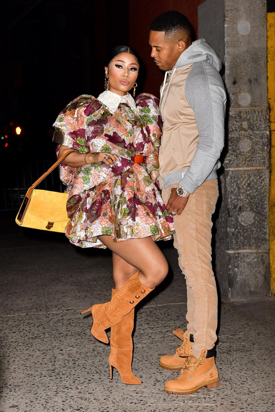 Nicki Minaj and Kenneth Petty arrive to the Marc Jacobs fashion show at Park Avenue Armory on February 12, 2020 in New York City.