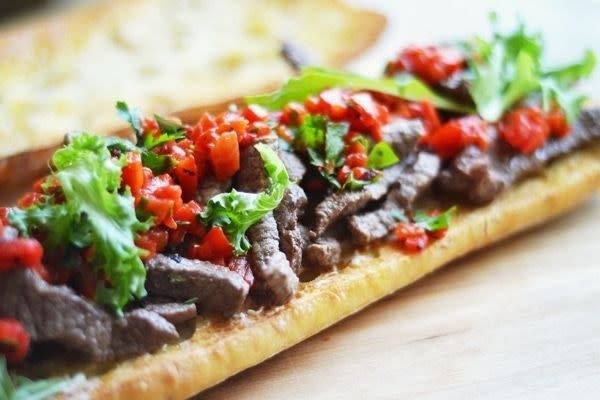 Steak and Roasted Red Pepper Sandwich