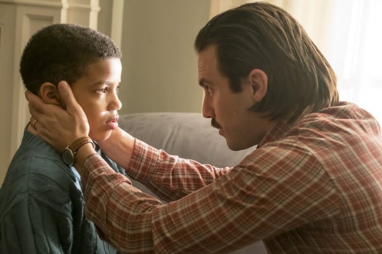 Lonnie Chavis as 9-year-old Randall, Milo Ventimiglia as Jack (Credit: Ron Batzdorff/NBC)