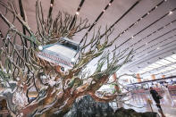 <p>Fans get a rare chance to capture a photo of a Whomping Willow, just like the one planted in Hogwarts’ grounds. Picture: Supplied, Changi Airport. </p>