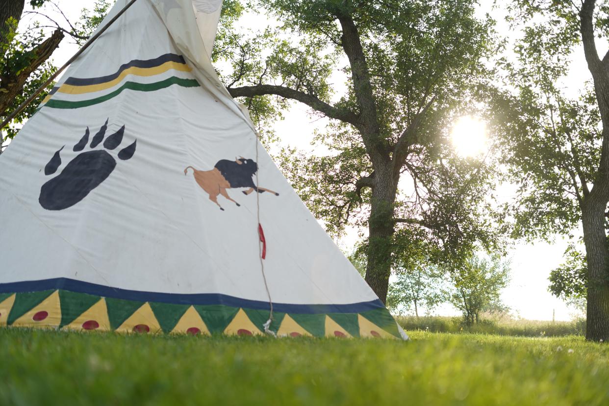A tipi at the South Dakota Urban Indian Health summer culture camp in Sisseton.