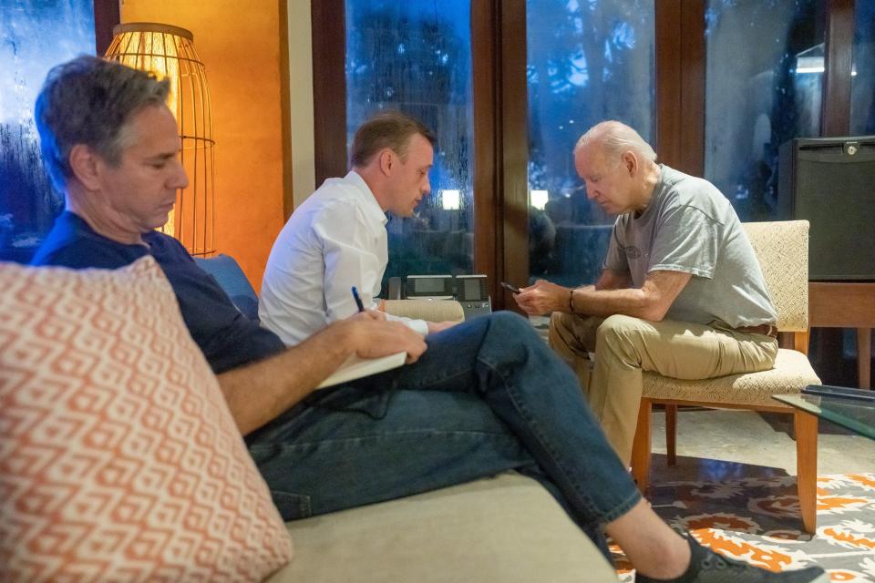 Joe Biden was awakened overnight by staff with the news of the missile explosion while in Indonesia for the Group of 20 summit (Twitter: POTUS)