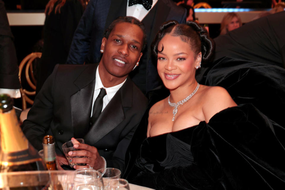 A$AP Rocky and Rihanna attend the 80th Annual Golden Globe Awards