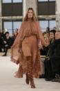 Doutzen Kroes wears a creation as part of the Chloe Fall/Winter 2024-2025 ready-to-wear collection presented Thursday, Feb. 29, 2024 in Paris. (Photo by Scott A Garfitt/Invision/AP)