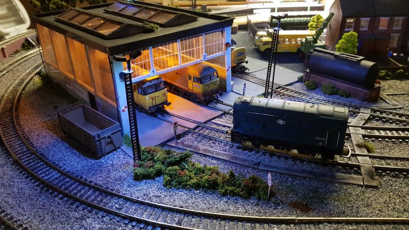 A model of a small-town railway station called Cheadle Hill, an OO gauge layout made by Paul Willard in his garage in Stockport