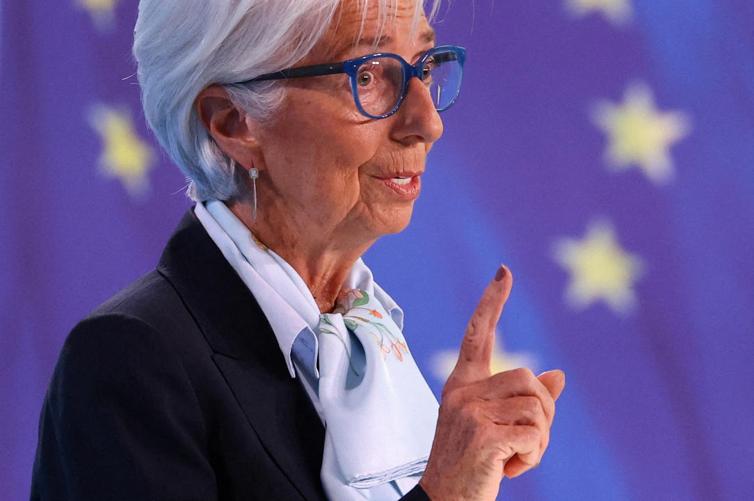 FILE PHOTO: European Central Bank (ECB) president Christine Lagarde speaks during a press conference following the Governing Council's monetary policy meeting, in Frankfurt, Germany April 11, 2024. REUTERS/Kai Pfaffenbach/File Photo
