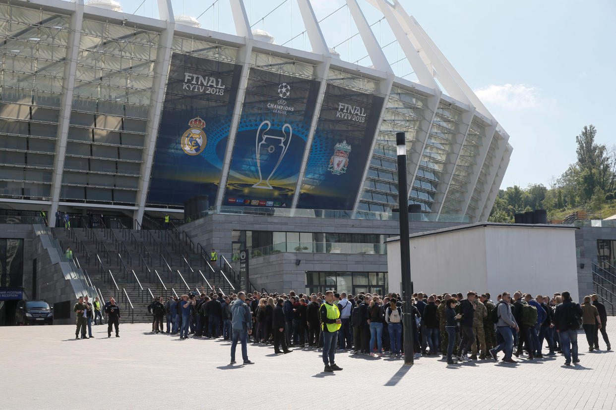 The NSC Olympic Stadium in Kiev, Ukraine is getting set to host the UEFA Champions League title match between Real Madrid and Liverpool. (REUTERS/Valentyn Ogirenko)
