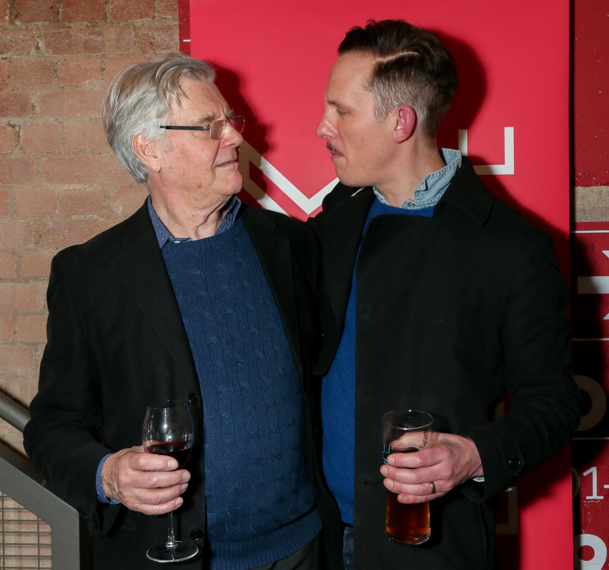 LONDON, ENGLAND - FEBRUARY 25:  James Fox and Laurence Fox attend the press night performance of 