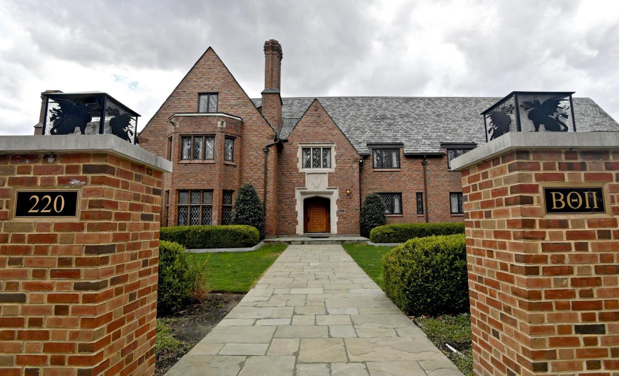 Penn State University's former Beta Theta Pi fraternity house on Burrowes Road sits empty after being shut down: Abby Drey /Centre Daily Times via AP
