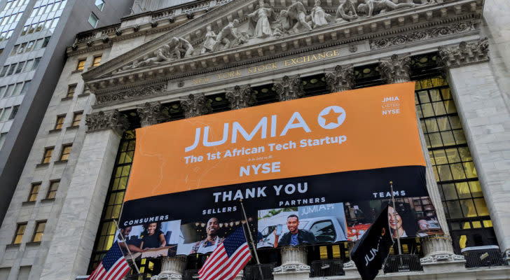 Jumia (JMIA) banner at the New York Stock Exchange