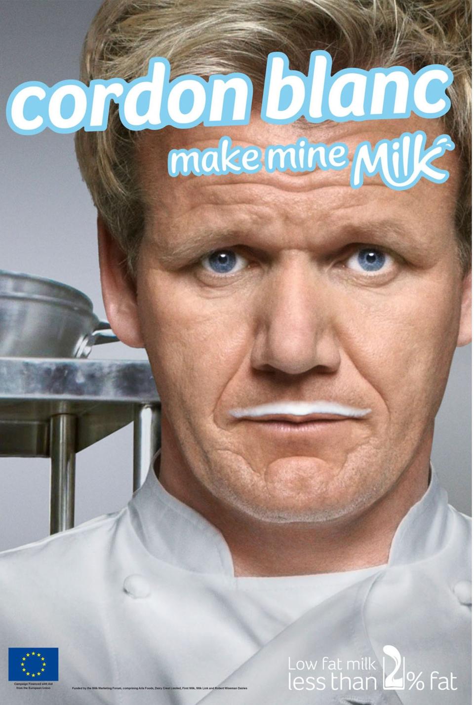 Gordon Ramsay in the Make Mine Milk advertising campaign in 2010, launched to promote the benefits of low-fat milk to teenagers and families