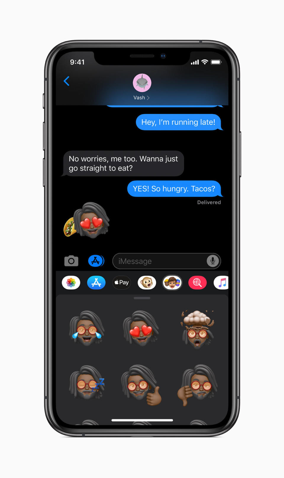 Apple's iMessage appears black in Dark Mode. 