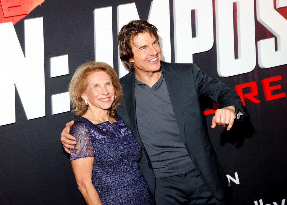 Shari Redstone and Tom Cruise at the premiere of "Mission: Impossible - Dead Reckoning Part One" held at Rose Theater, at Jazz at Lincoln Center's Frederick P. Rose Hall on July 10, 2023 in New York, New York. (Photo by Lexie Moreland/Variety via Getty Images)