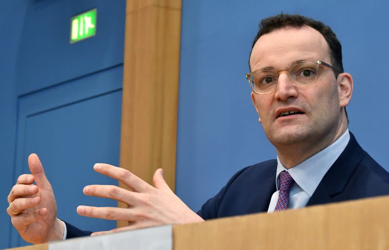 FILE PHOTO: German Health Minister Jens Spahn addresses a news conference on coronavirus in Berlin