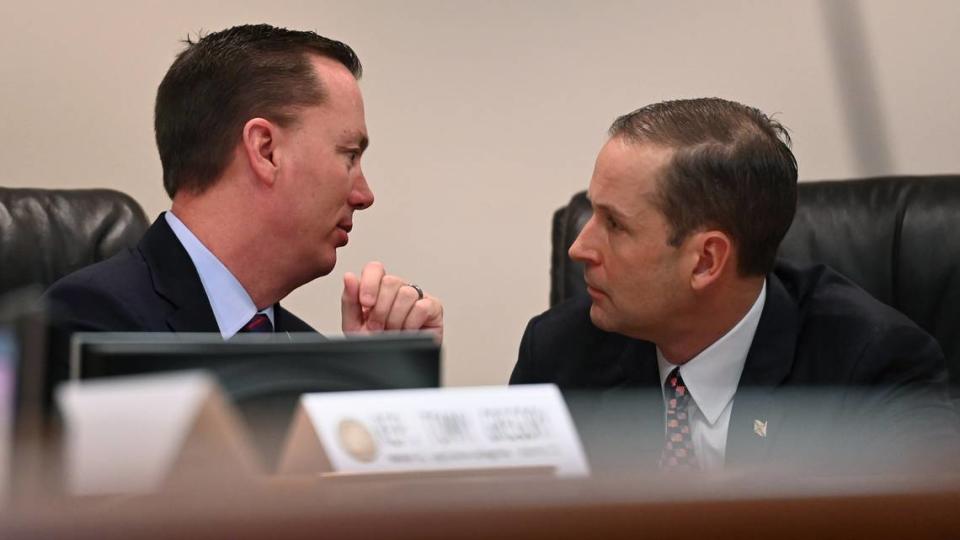 Florida State Representatives Tommy Gregory, District 73 and Will Robinson, District 71, in a legislative session at the Bradenton City Hall on Jan. 12, 2023.