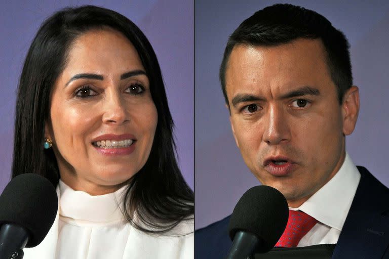 Los candidatos presidenciales de Ecuador Luisa González por el partido Movimiento Revolución Ciudadana y Daniel Noboa, por el partido Acción Nacional Democrática