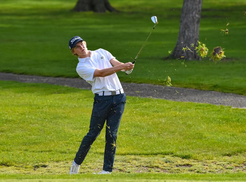 Delta junior Jake Bilby won match medalist with a score of 68 in the Delaware County boys golf tournament at Elks Lodge on Saturday, April 29, 2023.
