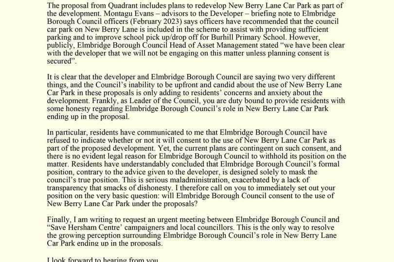 Dominic Raab has sent a letter to Elmbridge Borough Council Leader. (Credit Save Hersham Centre)