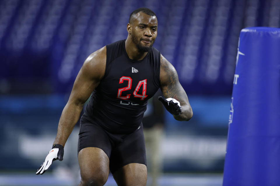 Alabama DL Raekwon Davis flashed his skills at the NFL combine. (Photo by Joe Robbins/Getty Images)