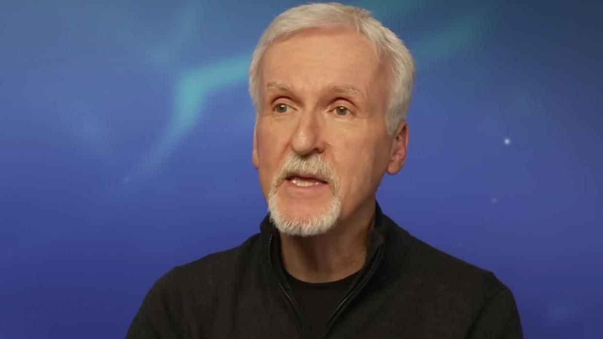  James Cameron being interviewed by Cinemablend.com. 