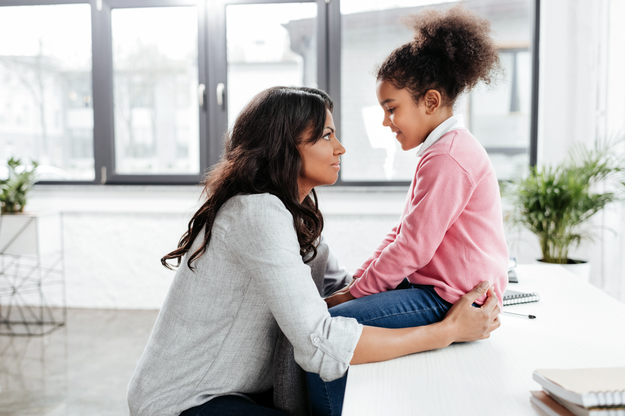 Mother having a serious talk with her daughter