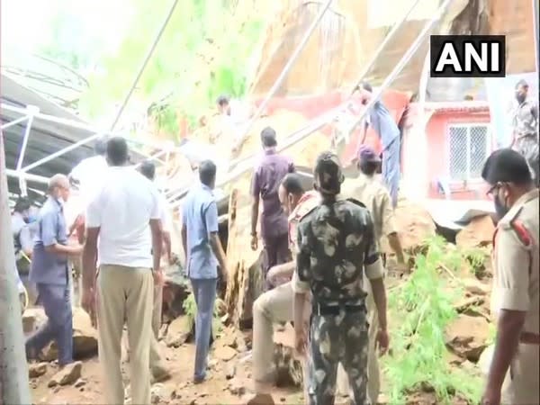 Boulders fell off the Indrakeeladri hillock on Wednesday at the Kanaka Durga temple in  Vijayawada.