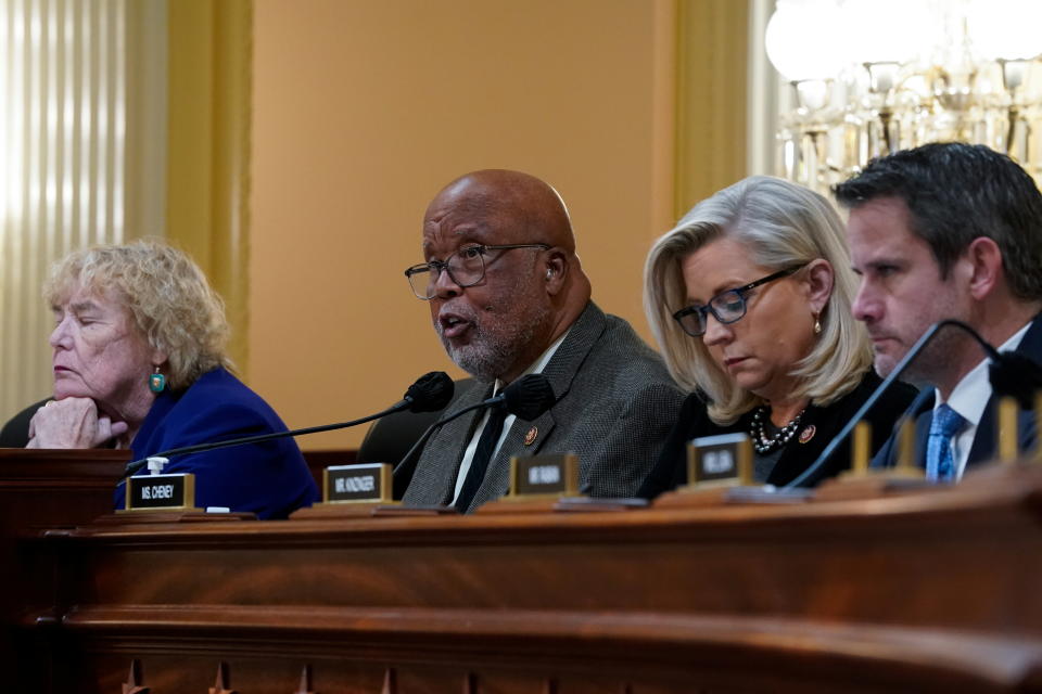 Rep. Bennie Thompson, D-Miss., chairman of the House's Jan. 6 select committee, speaks at a panel hearing. 