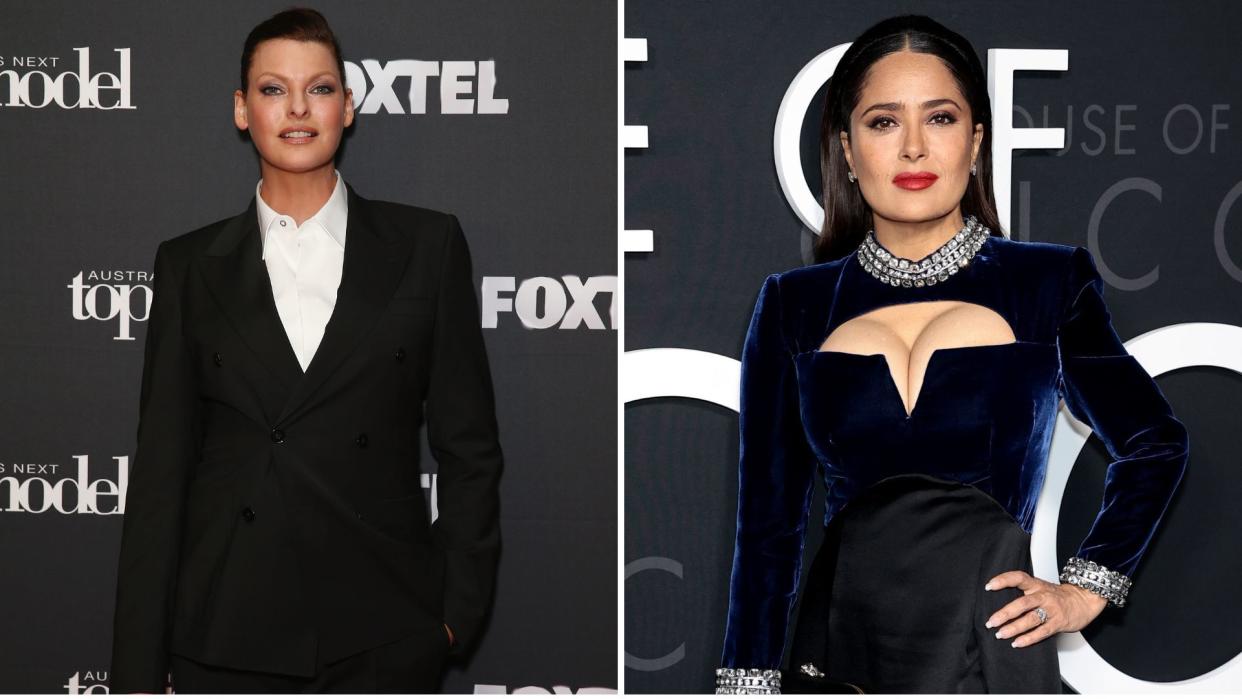  Linda Evangelista and Salma Hayek co-parent Linda's son 