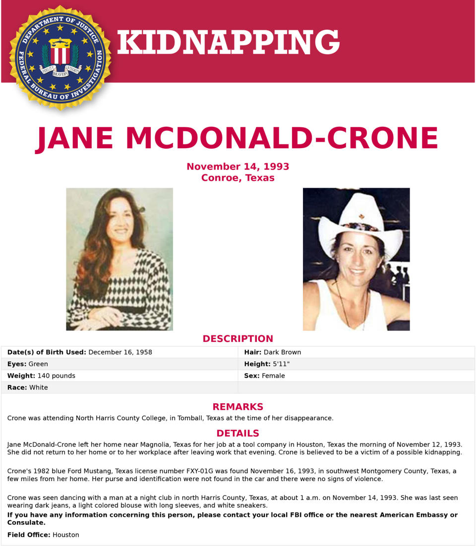 Wanted poster of Jane McDonald-Crone by FBI. Source: Newsflash/Australscope