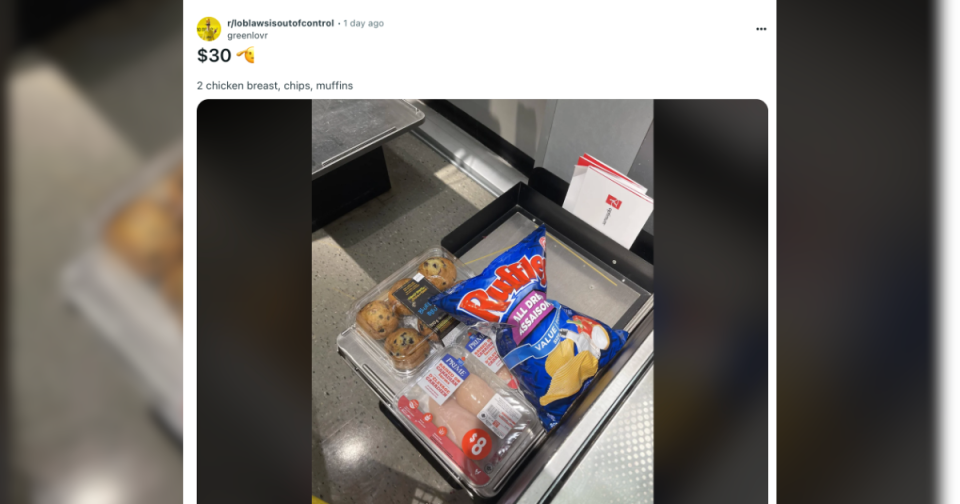 Users on Reddit post their grocery hauls to highlight how little money buys these days. 