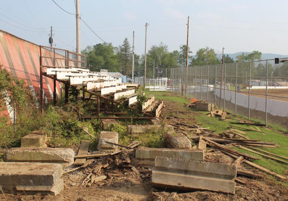 Old grandstands at McKean County Raceway are being removed as the track undergoes renovations.