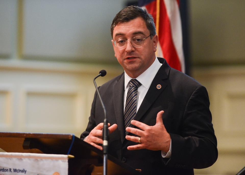 Tennessee Attorney General John Skrmetti speaks during a Jackson Rotary Club meeting inside First United Methodist in Jackson, Tenn., on Wednesday, June 12, 2024.