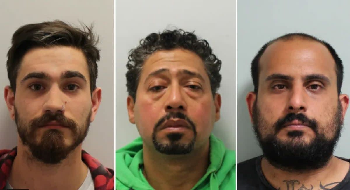 Georgios Skordoulis, Ahmed Hassanen and Alex Nazareth (left to right) have all been jailed  (Met Police)