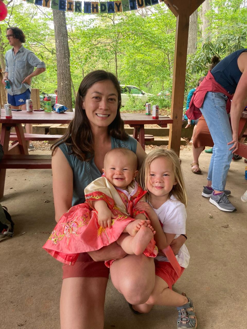 Sophie Mullinax and her daughters, June, 1, and Hazel, 4. at their May birthday party.