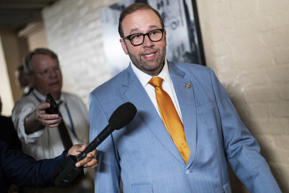 GOP Rep. Jason Smith of Missouri, chairman of the Ways and Means Committee, departs a meeting on Capitol Hill on Thursday, Sept 14, 2023. / Credit: Jabin Botsford/The Washington Post via Getty Images