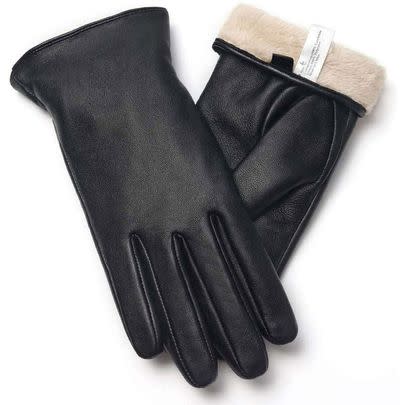 A pair of device-friendly leather gloves