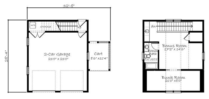 blue prints of garage with bonus room