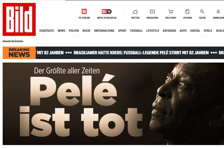 La muerte de Pelé, según Bild