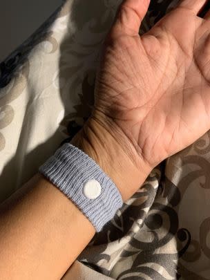 A pair of anti-nausea wristbands