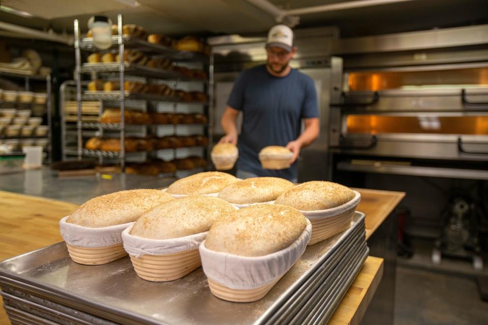 Travis Coatney, owner of Benchmark Breads, bakes sourdough in Atlantic Highlands.