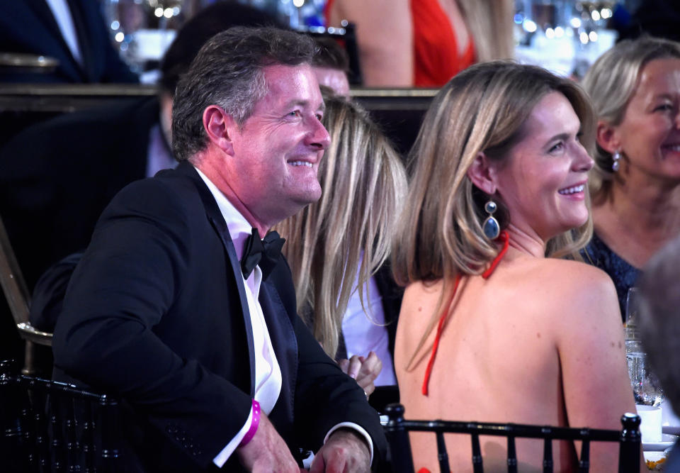 BEVERLY HILLS, CA - OCTOBER 30:  (EXCLUSIVE COVERAGE) TV personality Piers Morgan (L) and journalist Celia Walden attend the 2015 Jaguar Land Rover British Academy Britannia Awards presented by American Airlines at The Beverly Hilton Hotel on October 30, 2015 in Beverly Hills, California.  (Photo by Frazer Harrison/BAFTA LA/Getty Images for BAFTA LA)