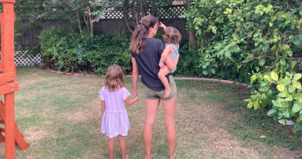 The author with her two children in July 2020.