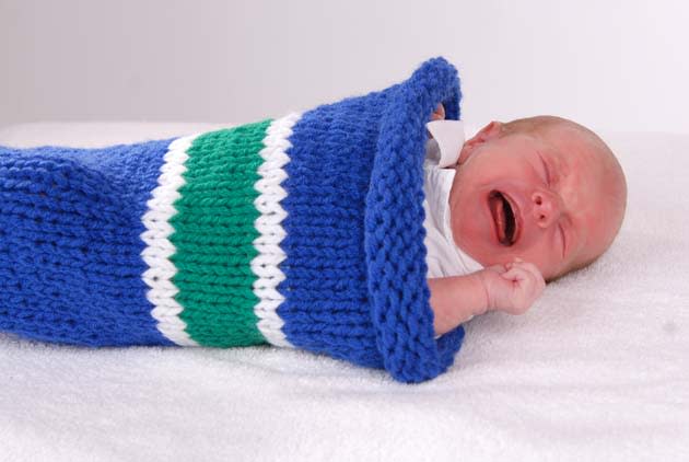 Ice, Ice Babies: Oilers baby will sock you; sock baby is unhappy