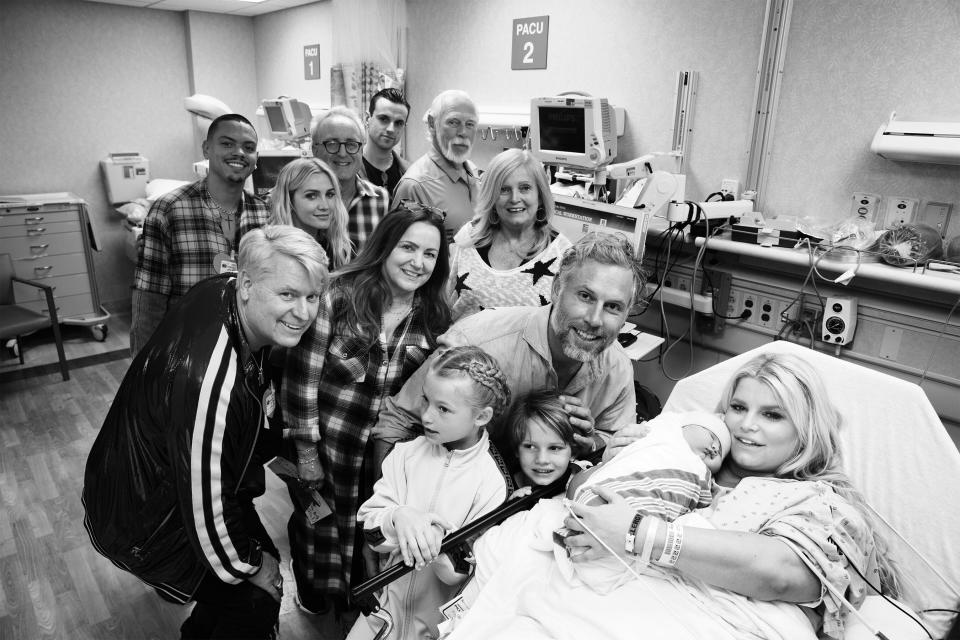 About six weeks after Birdie's birth, Simpson shared photos <a href="https://people.com/parents/jessica-simpson-daughter-birdie-birth-family-photo-website-relaunch-exclusive/" rel="nofollow noopener" target="_blank" data-ylk="slk:from inside the delivery room;elm:context_link;itc:0;sec:content-canvas" class="link ">from inside the delivery room</a>. “Eric and I had both of our families and some of our best friends there to welcome her, it was very special,” she said. “When my doctor went back to the waiting room to deliver the <a href="https://people.com/parents/jessica-simpson-newborn-baby-girl-birdie-savoring-moments/" rel="nofollow noopener" target="_blank" data-ylk="slk:news that Birdie had arrived healthy;elm:context_link;itc:0;sec:content-canvas" class="link ">news that Birdie had arrived healthy</a>, they apparently cheered so loud you could hear it all the way to the next unit of the hospital.”