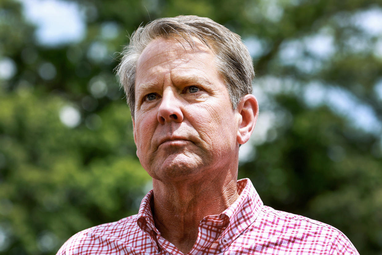 Georgia Gov. Brian Kemp during a Get Out the Vote cookout at the Hadden Estate at DGD Farms on May 21, 2022 in Watkinsville, Ga. (Joe Raedle / Getty Images file)