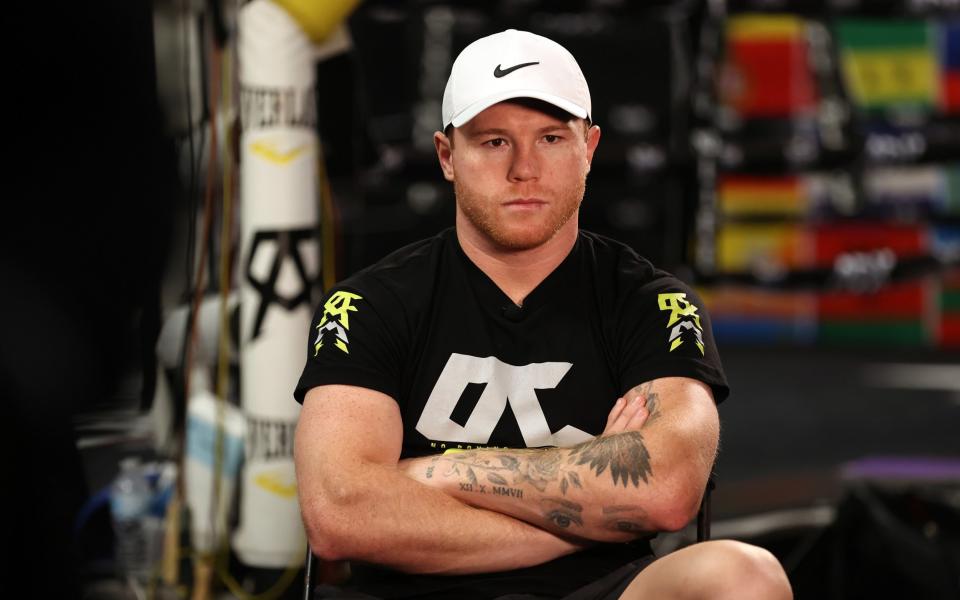 Boxer Canelo Ãlvarez of Mexico speaks with the media prior to training during a media availability event on April 07, 2021 in San Diego, California - GETTY IMAGES