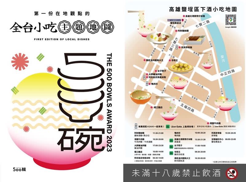 高雄鹽埕區下酒小吃地圖。（圖／Uber Eats提供）