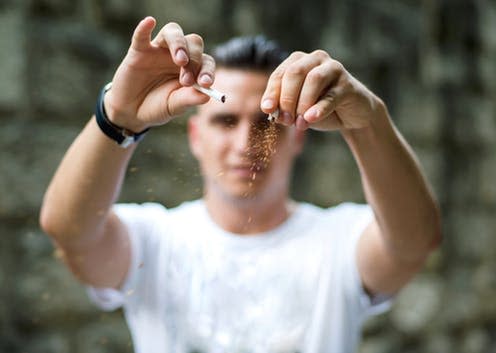 <span class="caption">Away with you.</span> <span class="attribution"><a class="link " href="https://www.shutterstock.com/image-photo/young-attractive-man-breaking-cigarette-221220160?src=UomsT-hXtDcRuBSIE7-3Ug-1-48" rel="nofollow noopener" target="_blank" data-ylk="slk:Stas Walenga/Shutterstock;elm:context_link;itc:0;sec:content-canvas">Stas Walenga/Shutterstock</a></span>