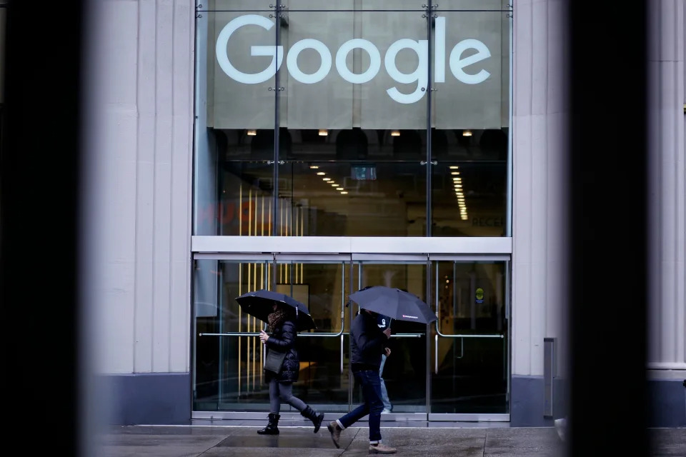 People walk past Google's Offices on January 25, 2023 in New York City.